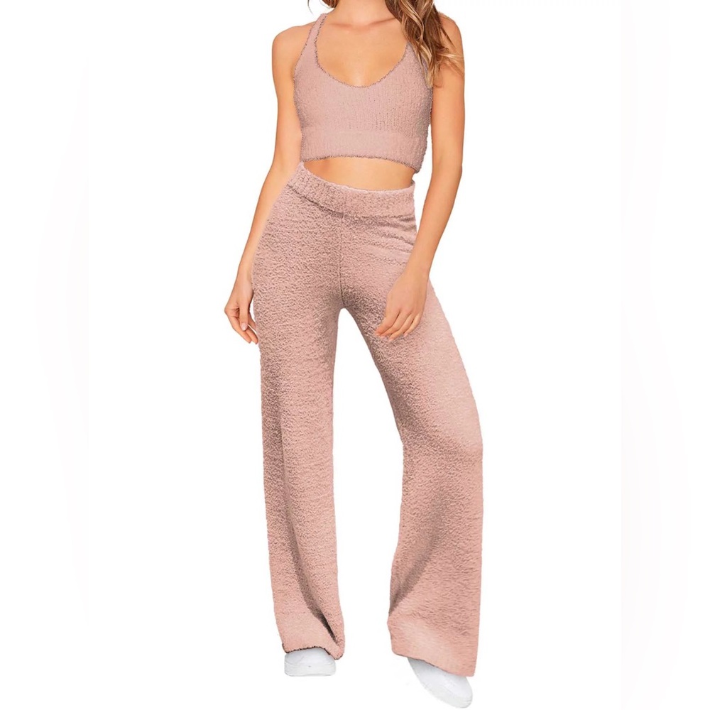 Liv & Lottie Teddy Crop Bra Tank and Teddy Wide Leg Pant
